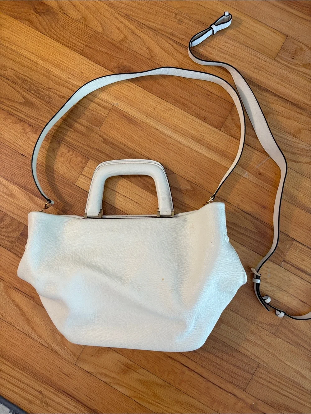 Valextra Cream Structured Top-Handle Satchel